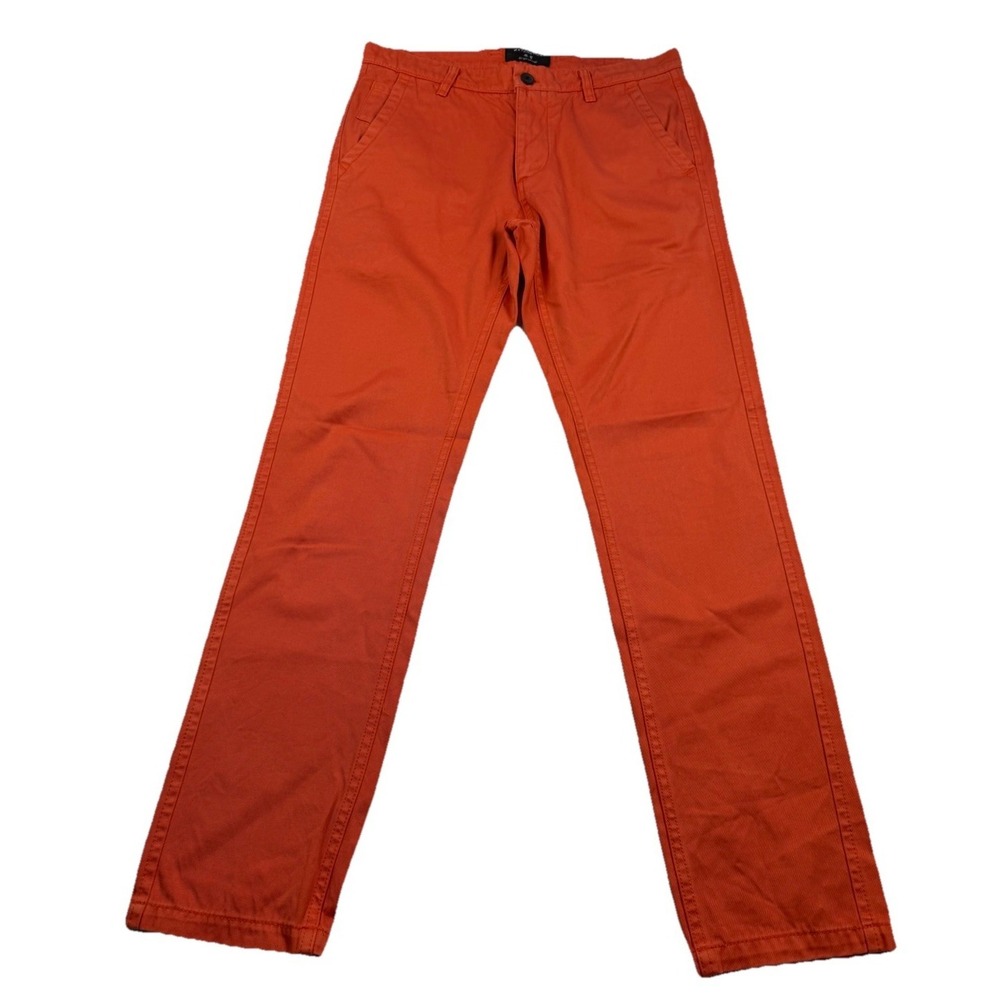 Men's Matchstick Argus Cotton Golf Chino Pants Orange Size 34x32 Slim Fit